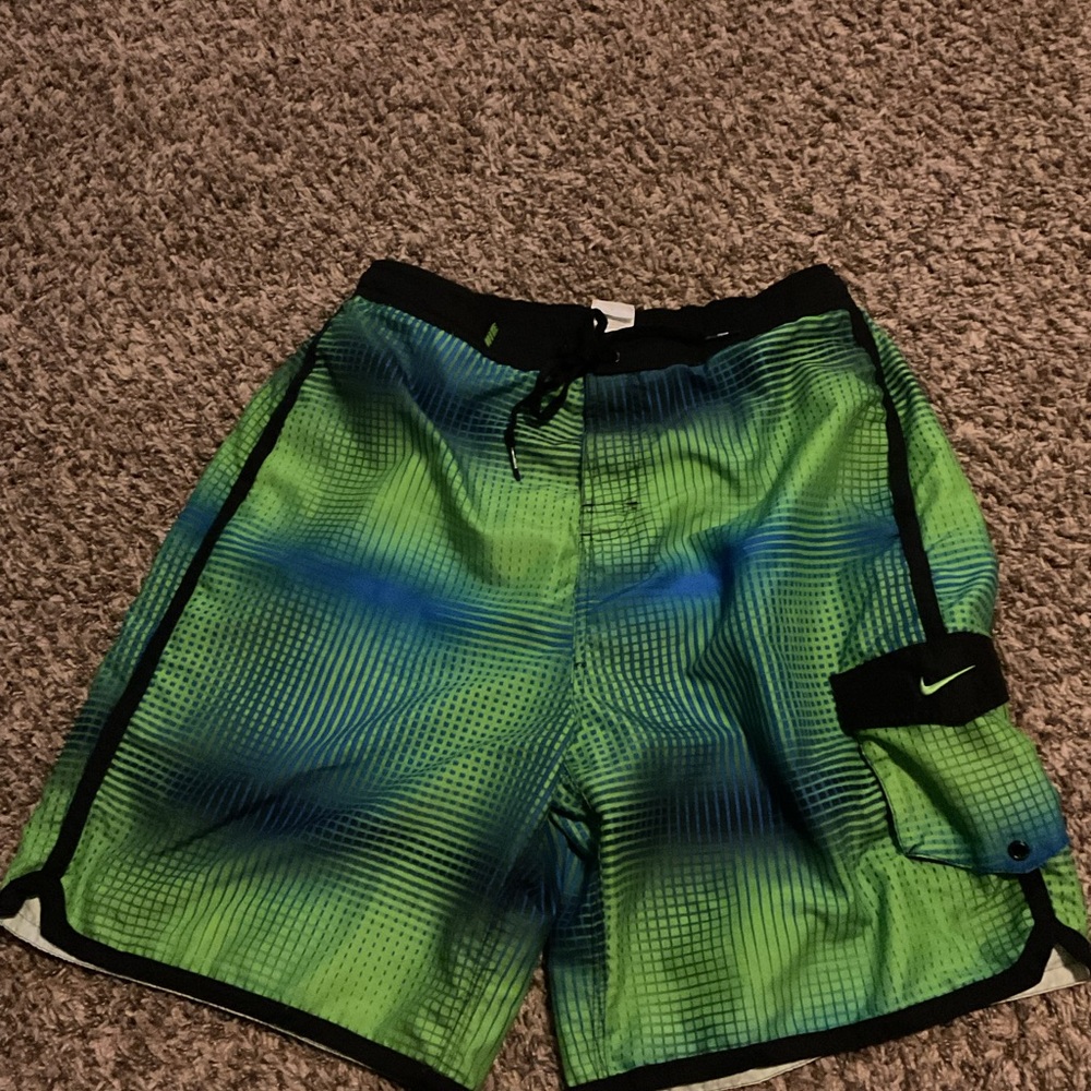 Nike Black, Green and Blue Swim Shorts L
